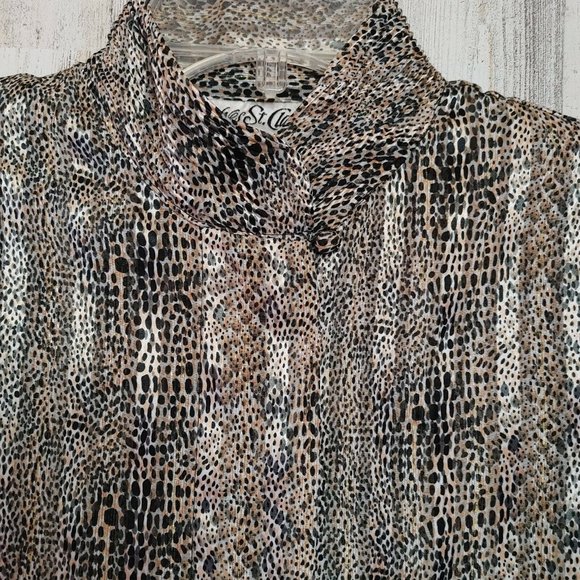 Vintage Yves St. Clair Button Up Blouse Animal Print Shoulder Pads Women's Sz 6 - Picture 3 of 6